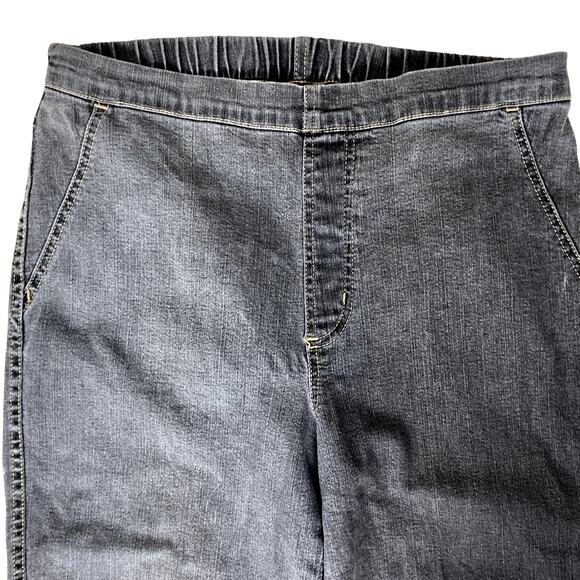 Soft Surroundings gray bootcut jeans, high rise pull on elastic back waist denim - Picture 3 of 6